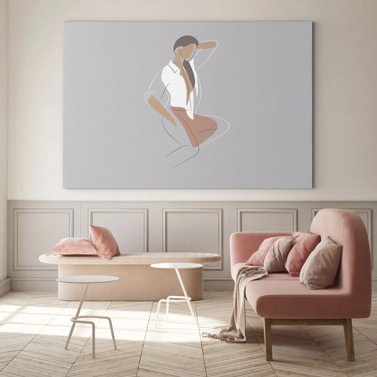 Impression sur verre - Image sur verre - Silhouette de femme dans un style minimaliste - 70x50cm - Contour gracieux - Décoration murale moderne pour le salon et la chambre ARTTOR