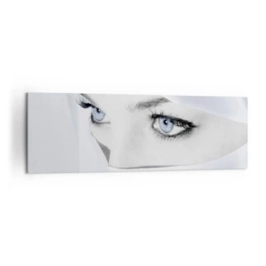 Impression sur toile - Image sur toile - Portrait d'une femme aux yeux bleus cachés derrière un voile blanc - 160x50cm - Directement des mille et une nuits - Décoration murale moderne pour le salon et la chambre ARTTOR