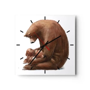 Horloge murale - Pendule murale - Une mère ours avec deux petits ours dans ses bras - 30x30cm - Faites de beaux rêves les enfants - Décoration murale moderne pour le salon et la chambre ARTTOR