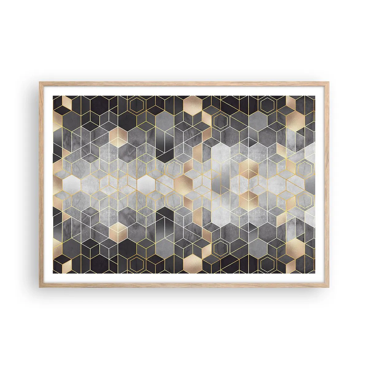 Affiche dans un chêne clair - Poster - Composition de diamants - 100x70 cm