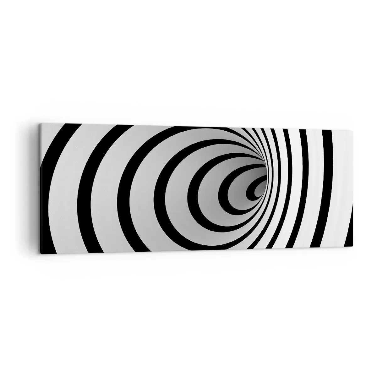 Impression sur toile - Image sur toile - Une spirale noire et blanche créant un effet hypnotique - 140x50cm - Tu ne peux pas y résister aussi ? - Décoration murale moderne pour le salon et la chambre ARTTOR