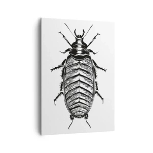Impression sur toile - Image sur toile - Graphique d'un insecte noir et blanc sur fond blanc - 50x70cm - Quel spécimen! - Décoration murale moderne pour le salon et la chambre ARTTOR