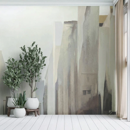 Papier Peint Photo Premium Sand - Rêve de la ville - Minimaliste, Brillant, Ville - 400x280 cm