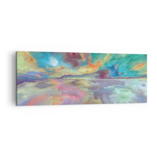 Impression sur toile - Image sur toile - Paysage de nuages colorés dans un style abstrait - 140x50cm - Deux paradis - Décoration murale moderne pour le salon et la chambre ARTTOR