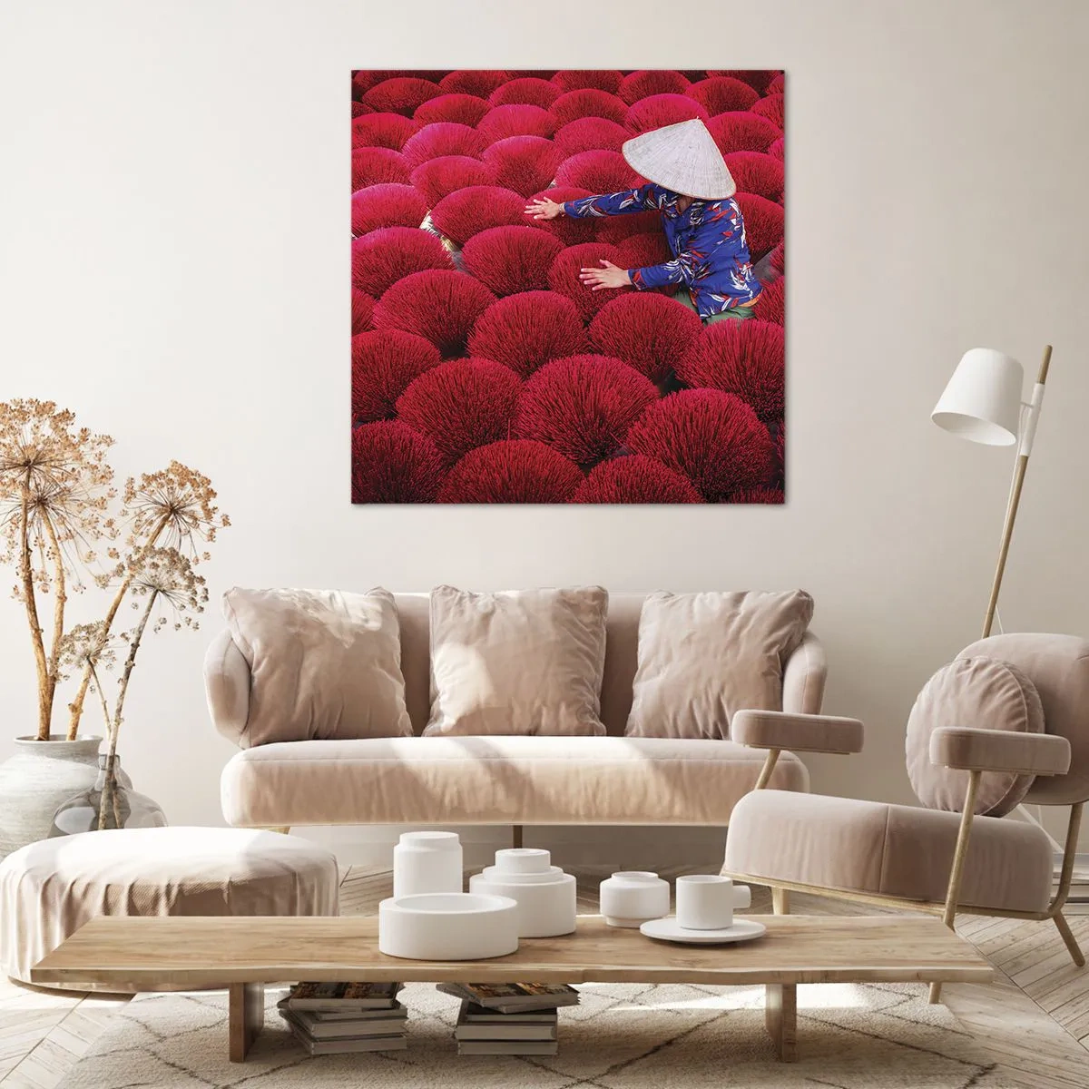 Impression sur toile - Image sur toile - Dans un champ de riz - 70x70 cm