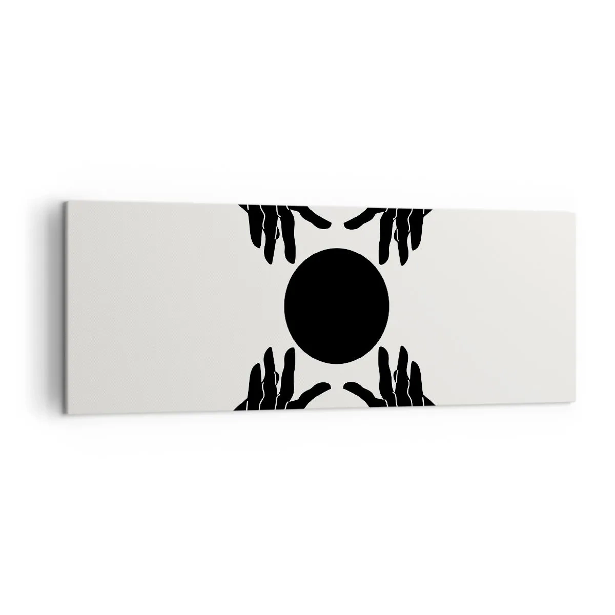 Impression sur toile - Image sur toile - Mains noires dans une composition symétrique avec une boule - 140x50cm - Signe secret - Décoration murale moderne pour le salon et la chambre ARTTOR
