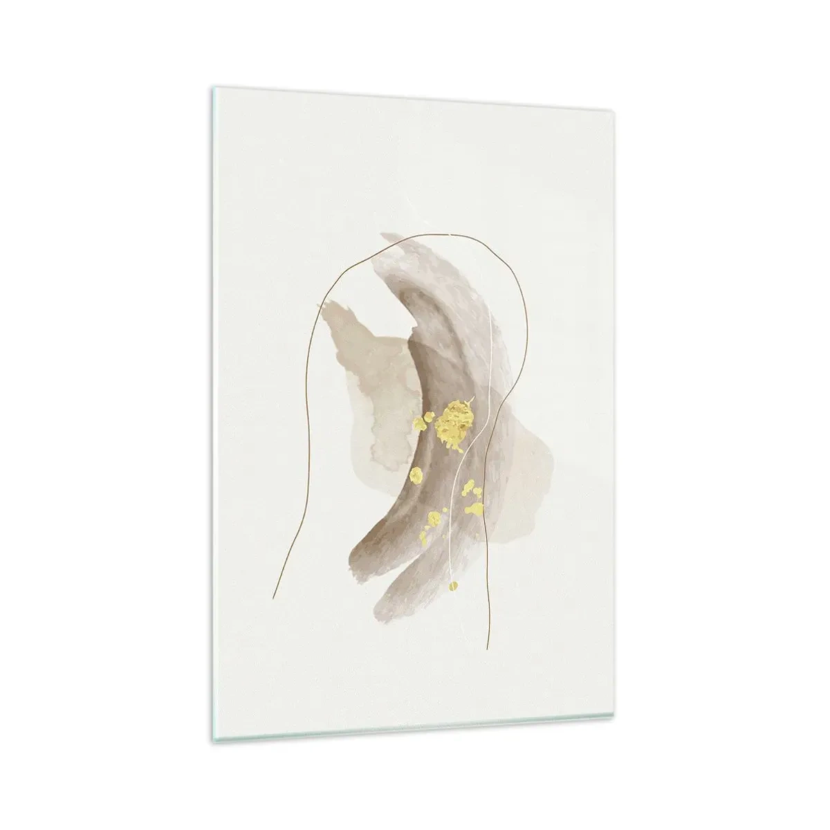 Impression sur verre - Image sur verre - Une composition abstraite dans les tons beige et or. - 80x120cm - rencontré dans l'espace - Décoration murale moderne pour le salon et la chambre ARTTOR