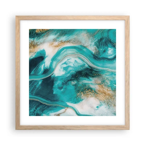 Affiche dans un chêne clair - Poster - Rivière d'or - 40x40 cm