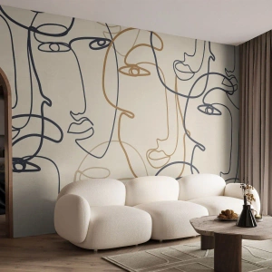 Papier Peint Photo Premium Canvas - Portrait multiplié - Abstraction, Affronter, Graphique - 200x140 cm