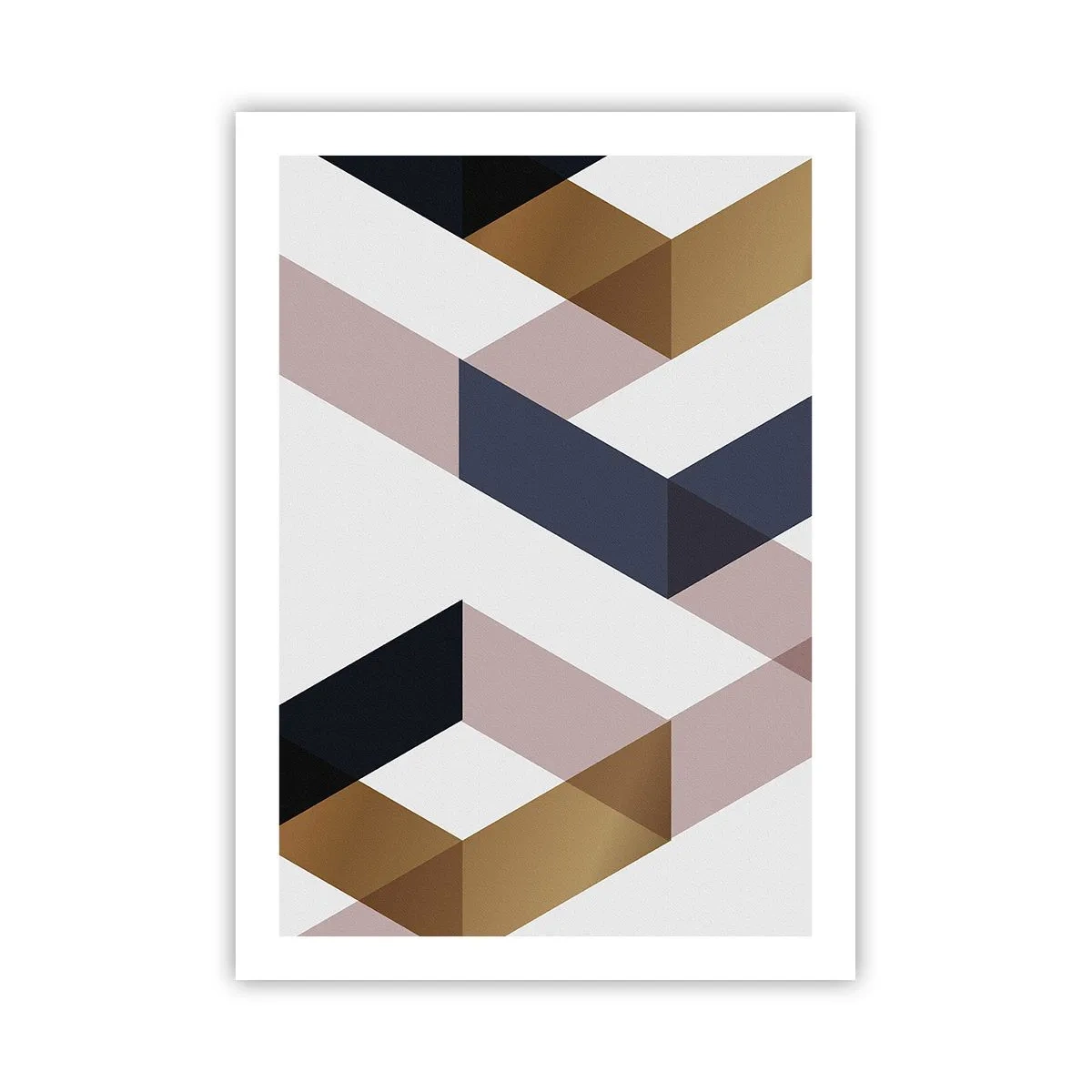Affiche - Poster - Formes géométriques dans les tons or, noir et beige - 50x70cm - Plats et angles - Décoration murale moderne pour le salon et la chambre ARTTOR