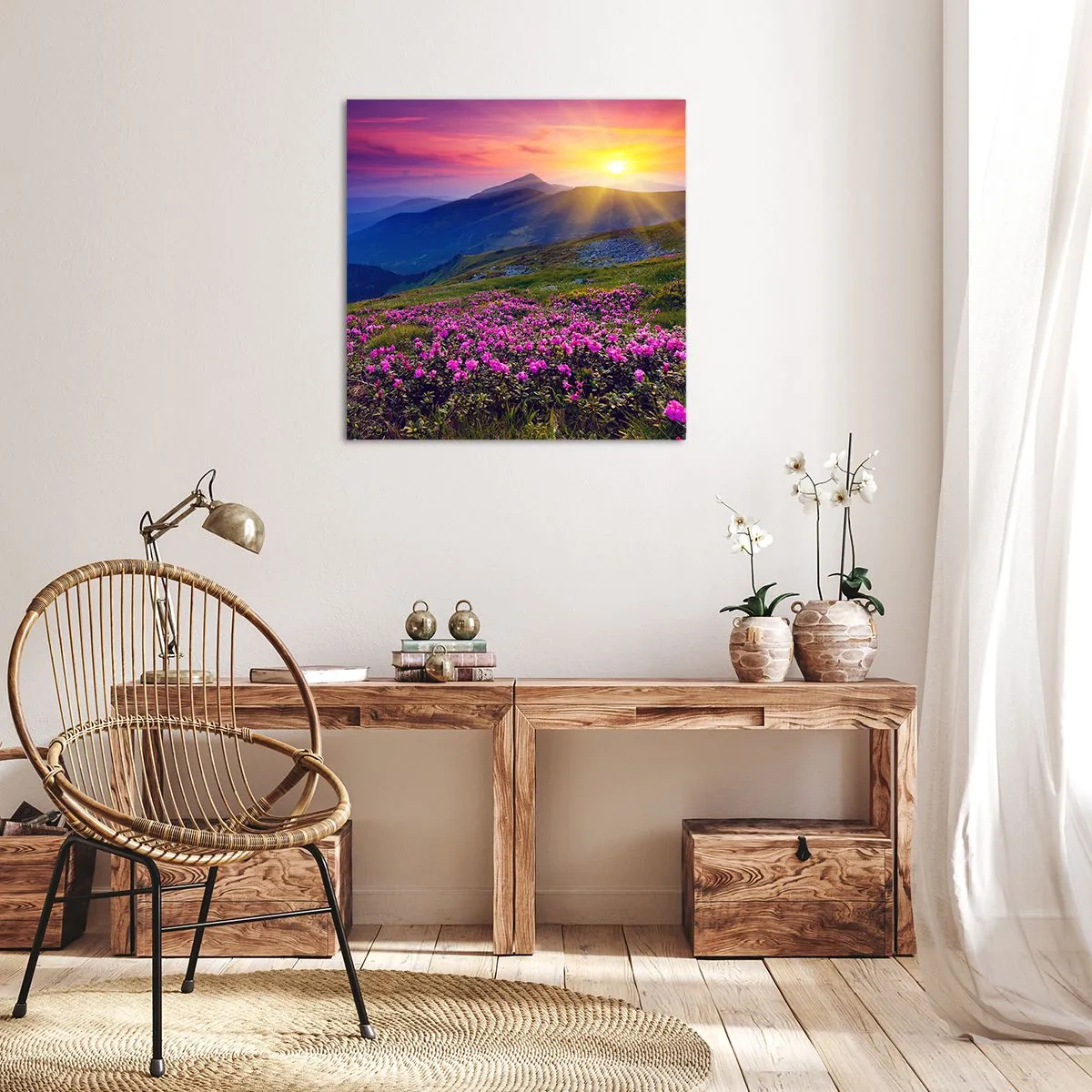 Impression sur toile - Image sur toile - … Et autour, ça sent le pin des montagnes et l'odeur de la prairie - 40x40 cm