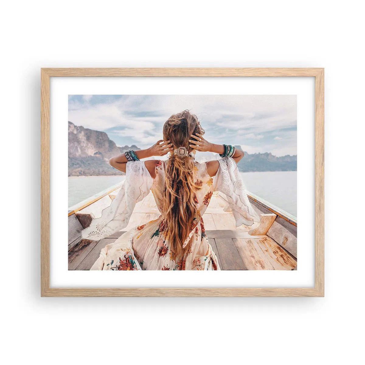 Affiche dans un chêne clair - Poster - En route vers le bonheur - 50x40 cm