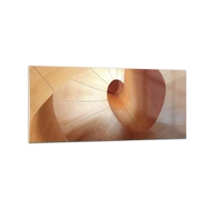 Impression sur verre - Image sur verre - Spirale abstraite dans les tons bois et marron clair - 120x50cm - Serpentin architectural - Décoration murale moderne pour le salon et la chambre ARTTOR