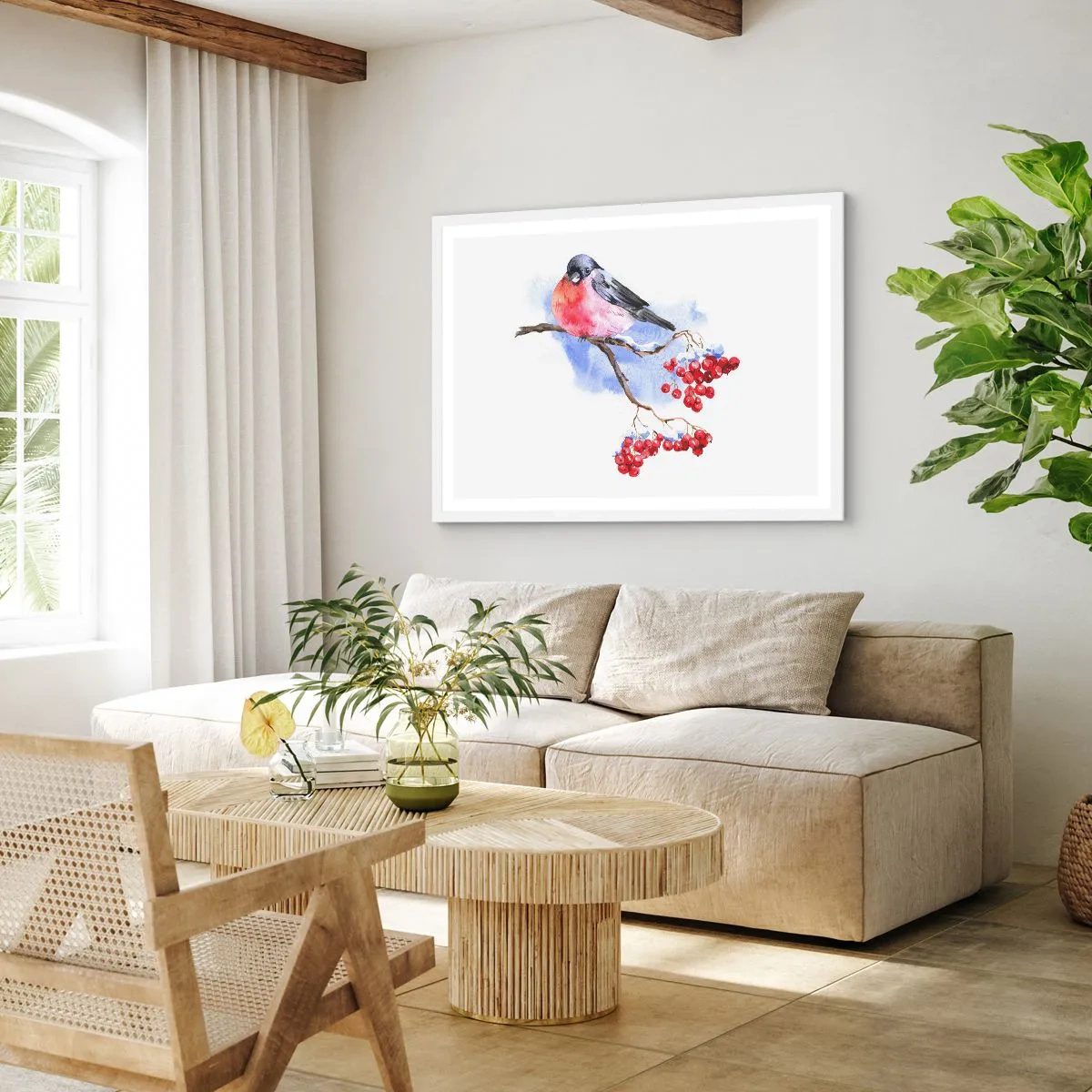 Affiche dans un cadre blanc - Poster - L'hiver en couleurs - 91x61 cm