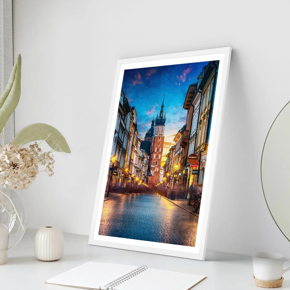 Affiche dans un cadre blanc - Poster - La magie de Cracovie - 30x40 cm