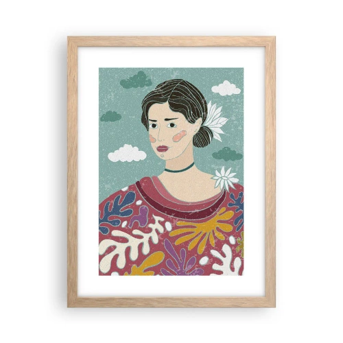 Affiche dans un chêne clair - Poster - Avec de la mélancolie dans les yeux - 30x40 cm