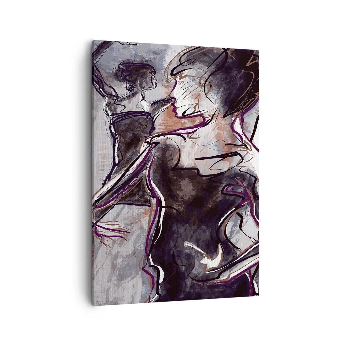 Impression sur toile - Image sur toile - Scène de jazz abstraite avec un saxophoniste et une femme dansante. - 50x70cm - Ne faire qu'un avec la musique - Décoration murale moderne pour le salon et la chambre ARTTOR