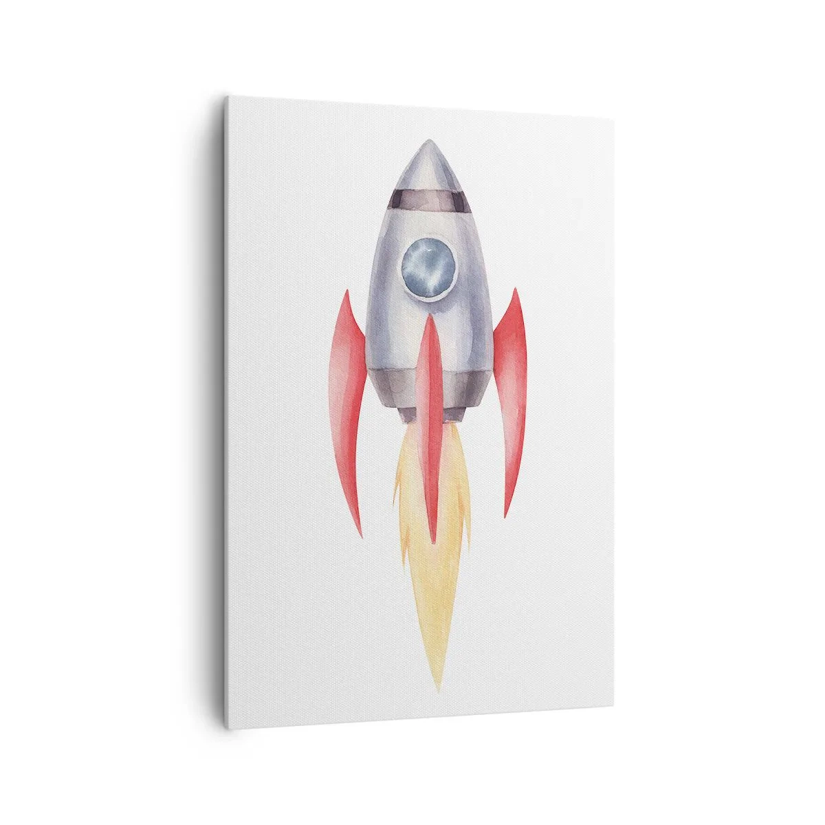 Impression sur toile - Image sur toile - Fusée de style aquarelle sur fond blanc - 70x100cm - Plus haut, plus vite, plus loin - Décoration murale moderne pour le salon et la chambre ARTTOR