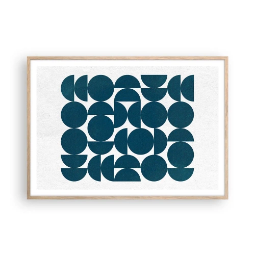 Affiche dans un chêne clair - Poster - Cercles et demi-cercles - 100x70 cm