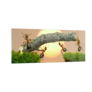 Impression sur verre - Image sur verre - La joie, travaille d'équipe - 100x40 cm