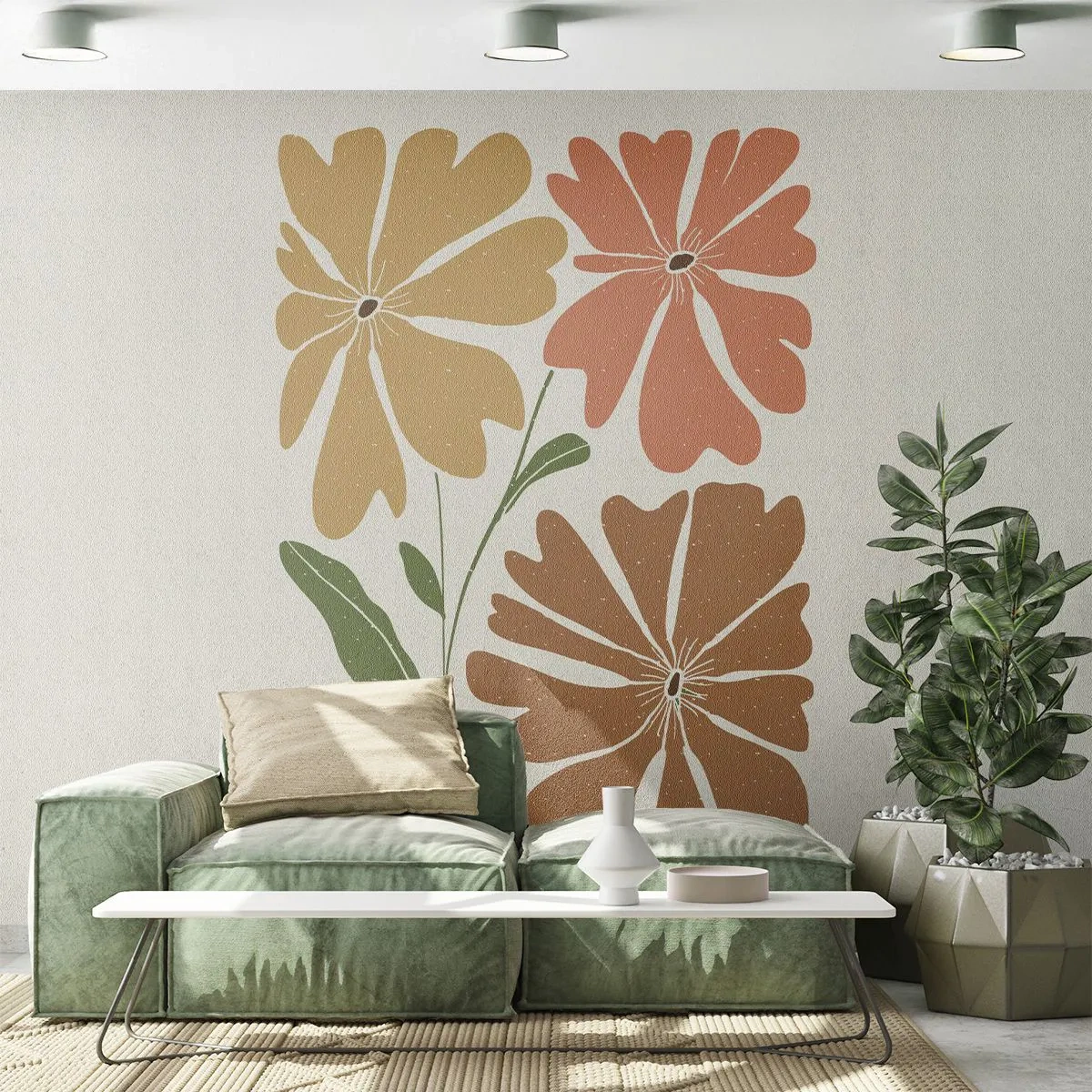 Papier Peint Autocollant Deluxe Sticker - Nature et géométrie - Bohème, Fleurs, Minimalisme - 100x70 cm