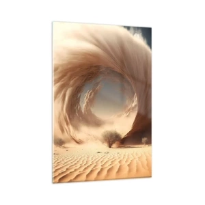 Impression sur verre - Image sur verre - Tourbillon de sable dynamique dans un désert avec des arbres - 80x120cm - Portail ouvert - Décoration murale moderne pour le salon et la chambre ARTTOR
