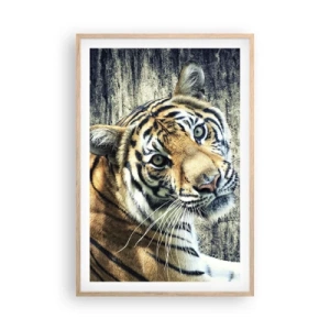 Affiche dans un chêne clair - Poster - Portrait dans les flots de lumière - 61x91 cm