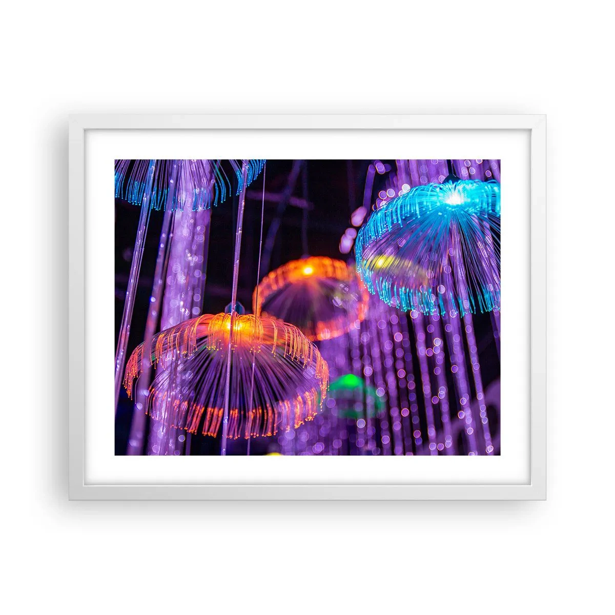 Affiche dans un cadre blanc - Poster - Fontaine lumineuse - 50x40 cm