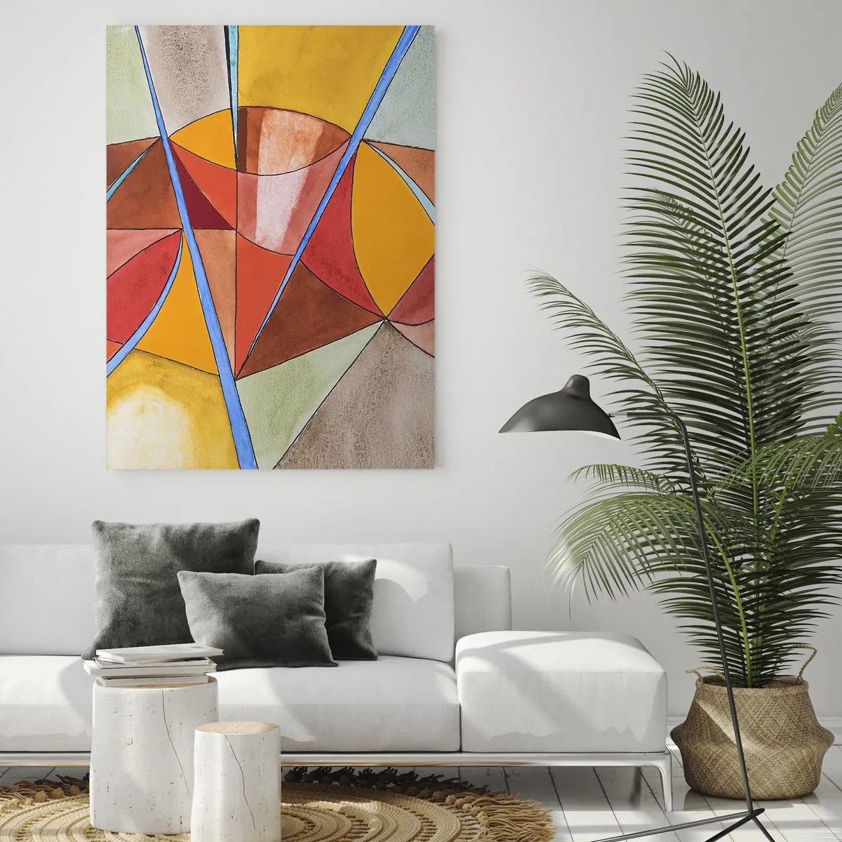 Impression sur verre - Image sur verre - Abstraction colorée avec des formes géométriques - 50x70cm - Le carrousel, le carrousel des rêves - Décoration murale moderne pour le salon et la chambre ARTTOR