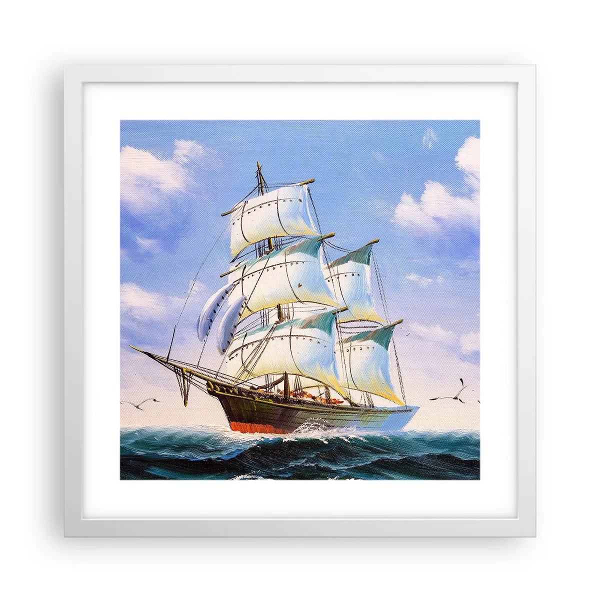 Affiche dans un cadre blanc - Poster - Fièrement avec le vent - 40x40 cm