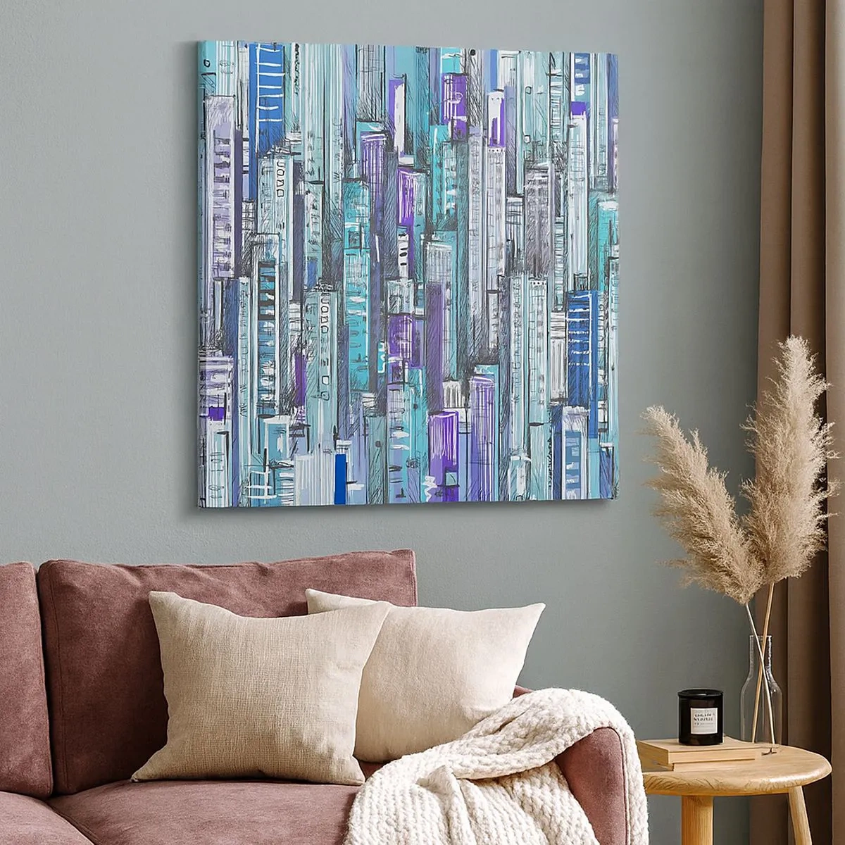 Impression sur toile - Image sur toile - Bleuâtre avec le ciel - 30x30 cm