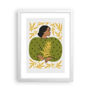 Affiche dans un cadre blanc - Poster - Fille hawaïenne - 30x40 cm