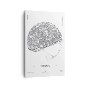 Impression sur toile - Image sur toile - Une carte de Toronto dans un style minimaliste en noir et blanc - 80x120cm - Anatomie de Toronto - Décoration murale moderne pour le salon et la chambre ARTTOR