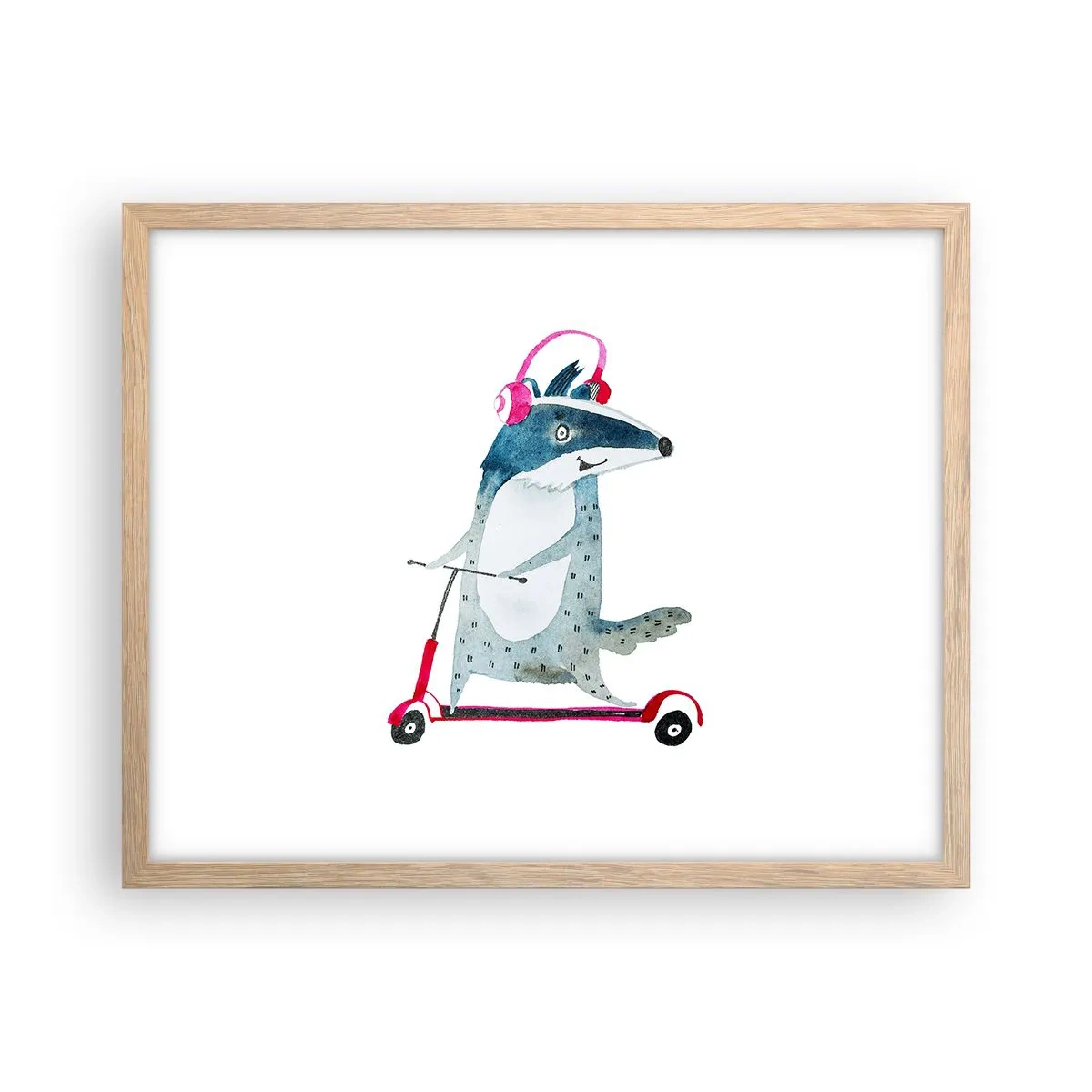 Affiche dans un chêne clair - Poster - La joie du blaireau - 50x40 cm