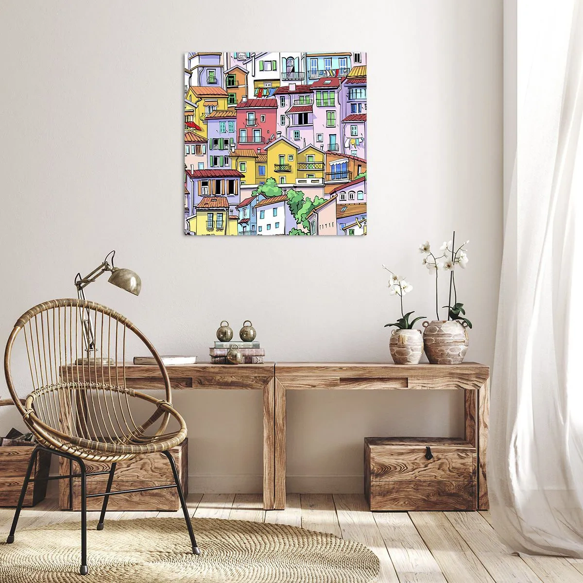 Impression sur toile - Image sur toile - Ville joyeuse - 70x70 cm