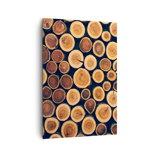 Impression sur toile - Image sur toile - Modèle réalisé à partir de sections transversales de bûches de bois - 70x100cm - Quel âge je semble avoir ? - Décoration murale moderne pour le salon et la chambre ARTTOR