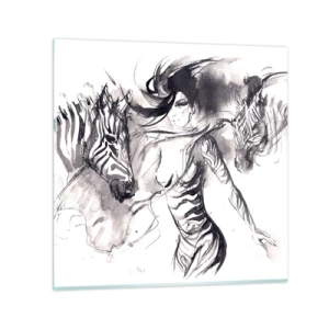 Impression sur verre - Image sur verre - Danse avec les zèbres - 50x50 cm