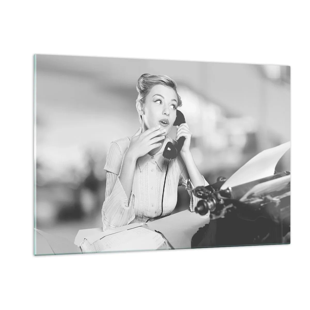 Impression sur verre - Image sur verre - Bonjour, c'est les années 50 ici. - 120x80cm - Hello! Ici les années 50 - Décoration murale moderne pour le salon et la chambre ARTTOR