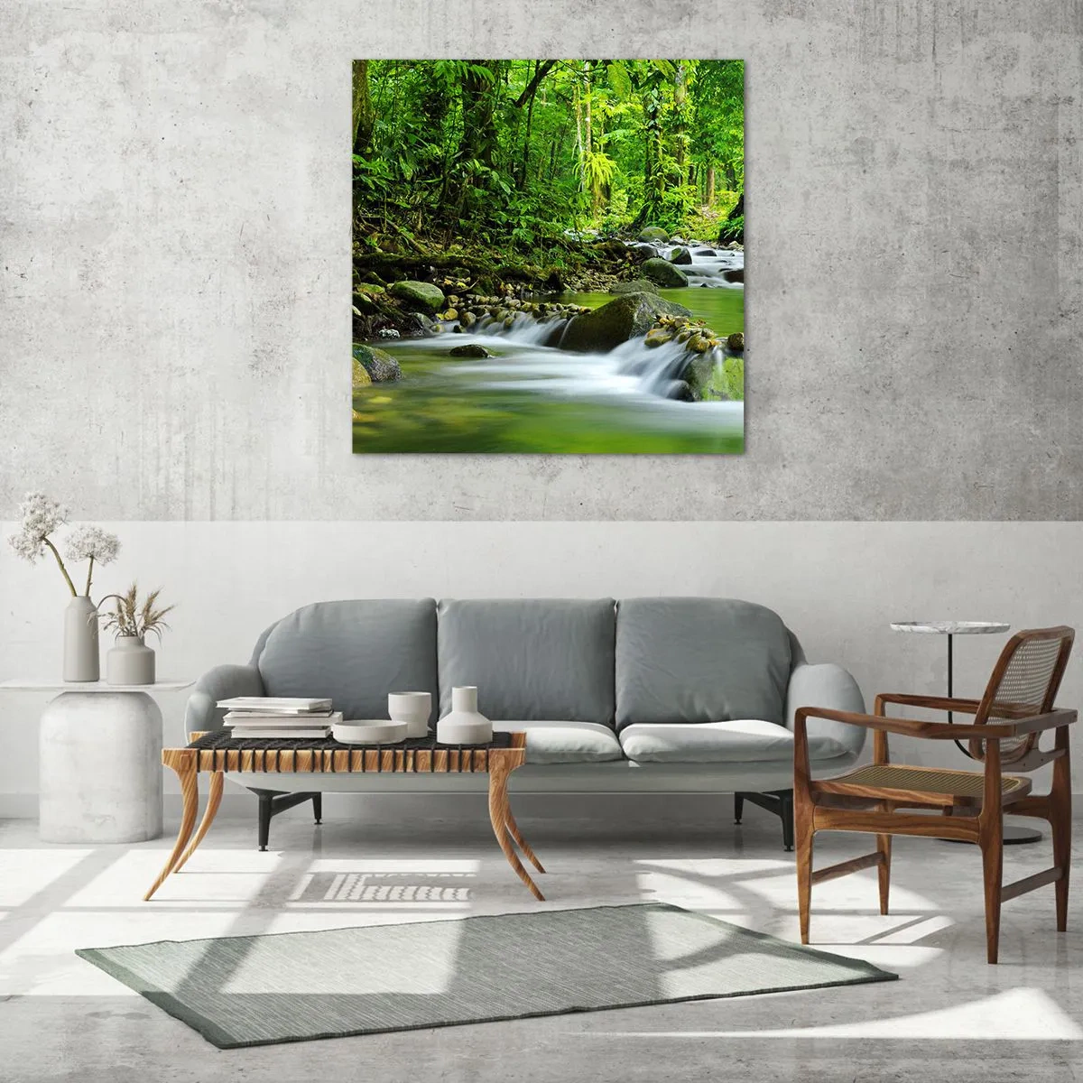 Impression sur verre - Image sur verre - Nager dans un océan de verdure - 60x60 cm