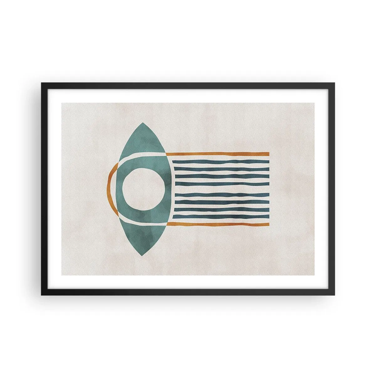 Affiche dans un cadre noir - Poster - Motif géométrique dans les tons de vert et d'orange - 70x50cm - Signes et rituels - Décoration murale moderne pour le salon et la chambre ARTTOR