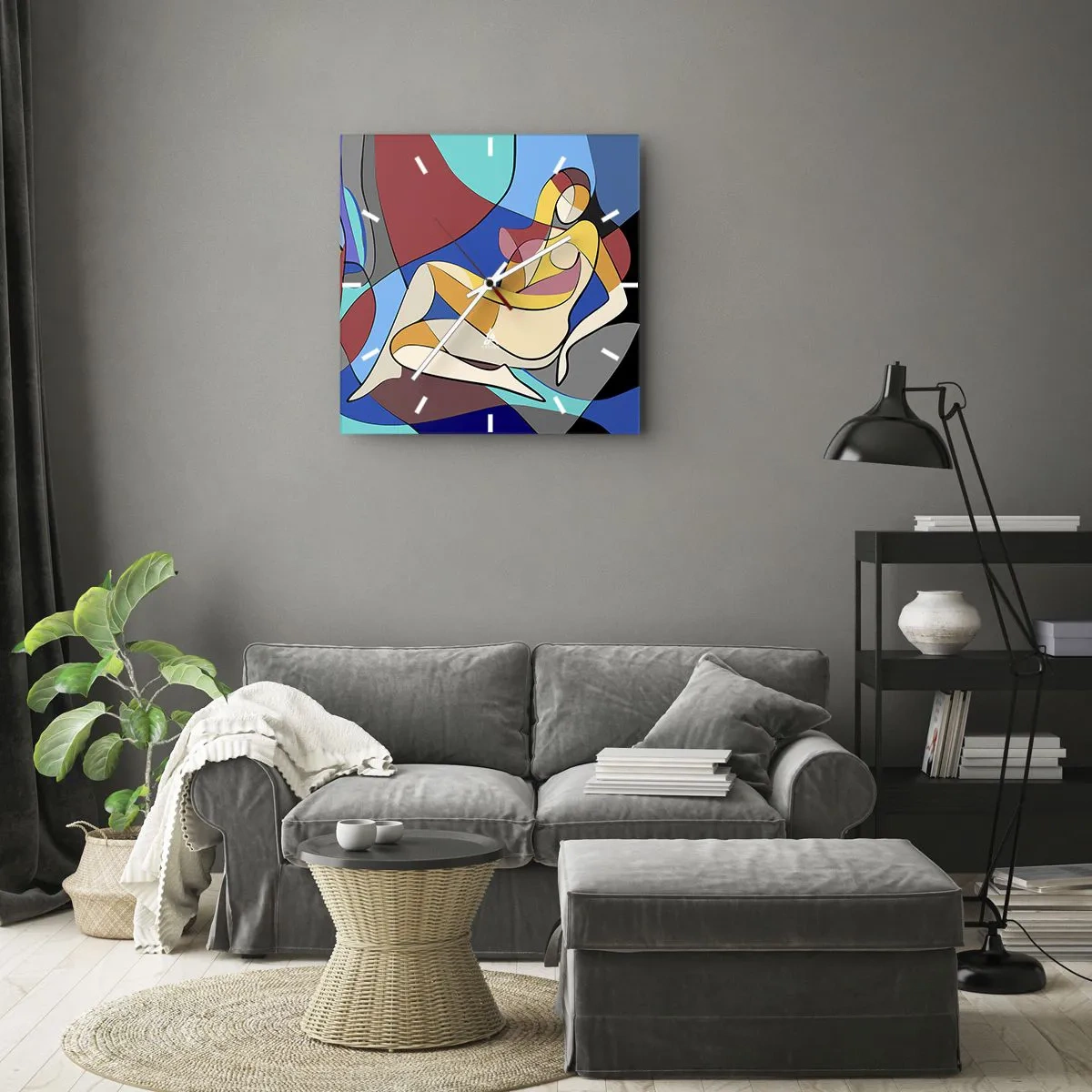 Horloge murale - Pendule murale - Nu cubiste - 40x40 cm