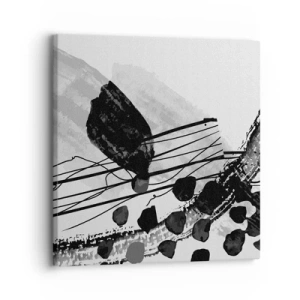 Impression sur toile - Image sur toile - Abstraction organique noir et blanc - 30x30 cm