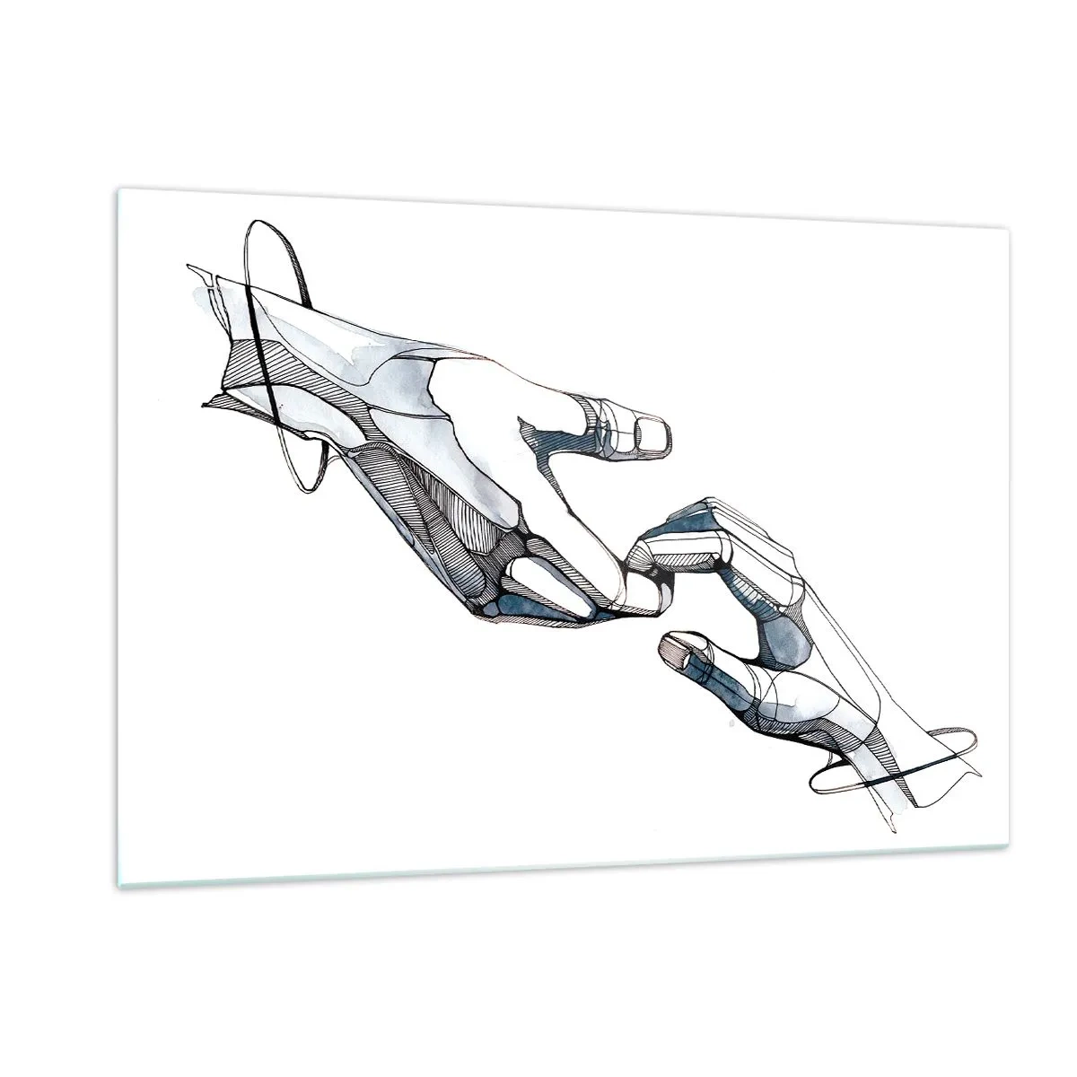 Impression sur verre - Image sur verre - Illustration artistique de deux mains dans un style abstrait - 120x80cm - Un bon geste - Décoration murale moderne pour le salon et la chambre ARTTOR