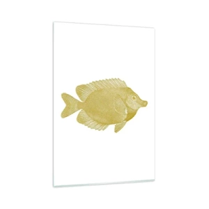 Impression sur verre - Image sur verre - Poisson rouge vintage sur fond clair - 80x120cm - Du poisson et c'est tout - Décoration murale moderne pour le salon et la chambre ARTTOR