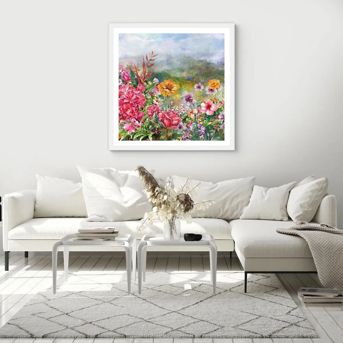 Affiche dans un cadre blanc - Poster - Un jardin devenu fou - 30x30 cm