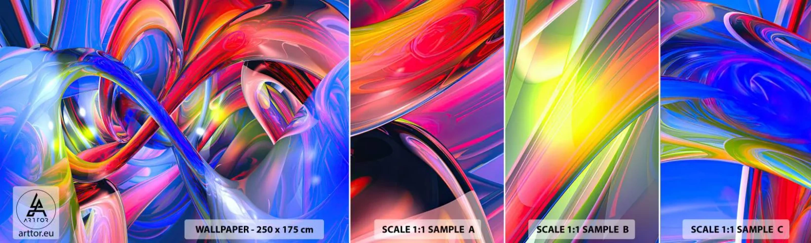 Échantillon De Papier Peint Standard Eco - La danse des nuances - Abstraction, 3D, Graphique - 100x30 cm