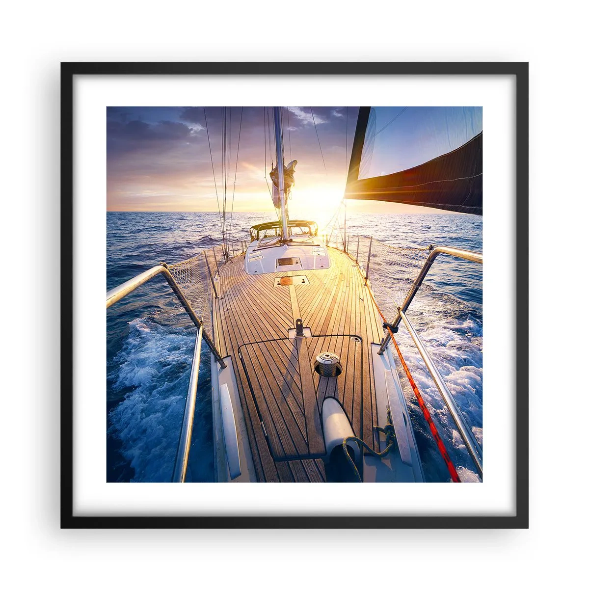 Affiche dans un cadre noir - Poster - Courir sur les vagues - 50x50 cm