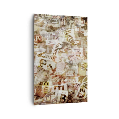 Impression sur toile - Image sur toile - Composition abstraite avec lettres et fragments de texte - 80x120cm - J'unifie le bavardage - Décoration murale moderne pour le salon et la chambre ARTTOR