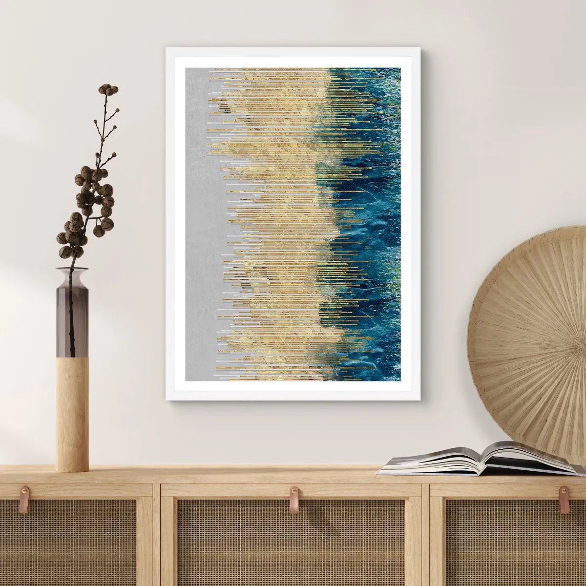 Affiche dans un cadre blanc - Poster - Bordure dorée - 30x40 cm