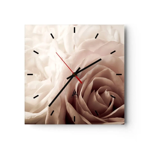 Horloge murale - Pendule murale - Roses délicates dans des tons pastel de beige - 30x30cm - Au coeur d'ue la rose - Décoration murale moderne pour le salon et la chambre ARTTOR